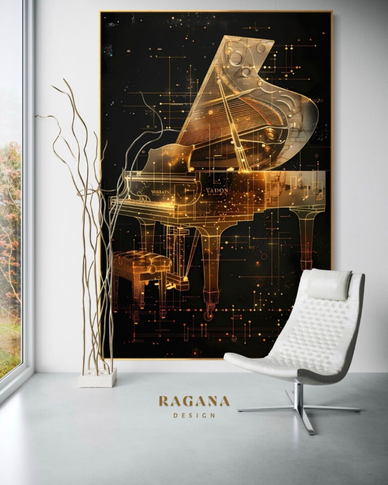The Celestial Grand Piano — The Grand Architecture of Infinite Harmony, Instruments of Infinity Fibonacci golden ratio wall