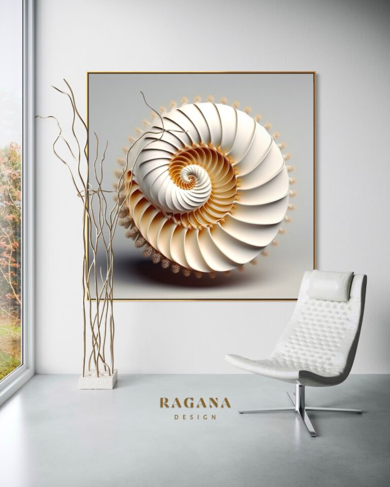 The Celestial Navigator — Guidance through Divine Proportion, White Fibonacci Fibonacci golden ratio wall art by RAGANA Desi