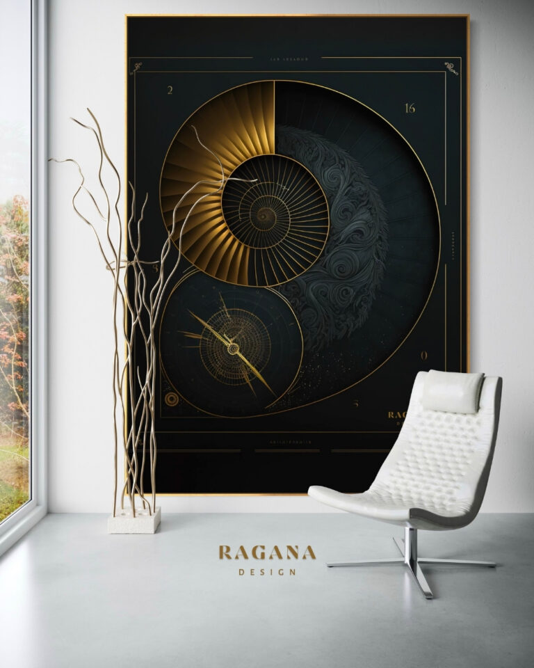 The Chronos Compass — Navigating the Golden Eternity, Golden Fibonacci Fibonacci golden ratio wall art by RAGANA Design