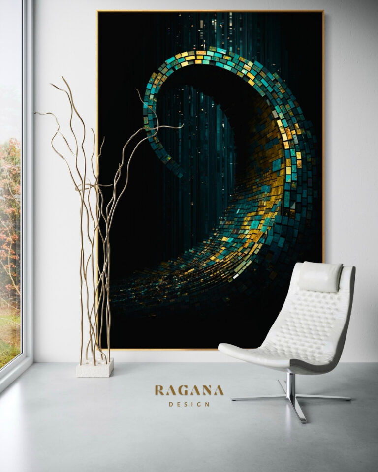 The Emerald Mosaic — of Infinite Return, Gold & Colour Fibonacci golden ratio wall art by RAGANA Design