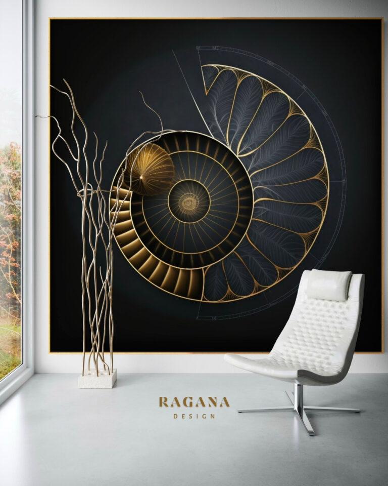 The Feathered Equilibrium — Where Geometry Meets the Ethereal, The Archive Fibonacci golden ratio wall art by RAGANA Design
