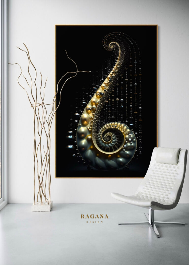 The Gilded Ascent — The Pearl Collection Fibonacci golden ratio wall art by RAGANA Design