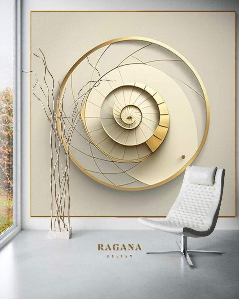 The Gilded Horizon of Reason — Golden Fibonacci Fibonacci golden ratio wall art by RAGANA Design