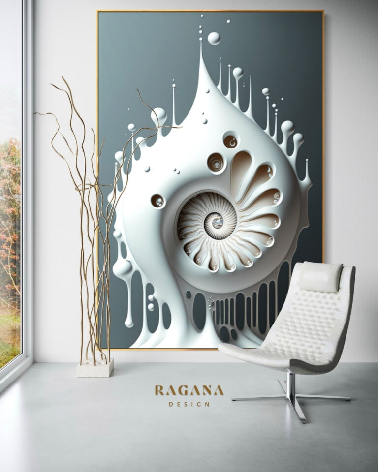 The Glacier of Pure Intention — White Fibonacci Fibonacci golden ratio wall art by RAGANA Design