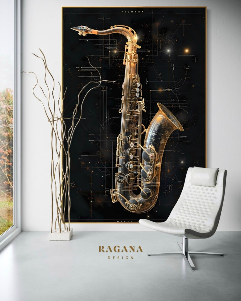 The Golden Saxophone — A Fibonacci Resonance of the Infinite, Instruments of Infinity Fibonacci golden ratio wall art by RAG