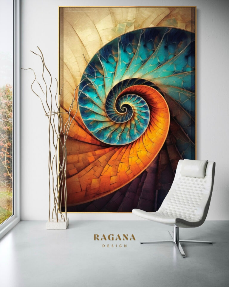The Iridescent Pulse of Gaia — Vibrant Fibonacci Fibonacci golden ratio wall art by RAGANA Design