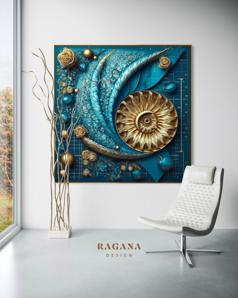 The Lapis Lazuli — Flow Wisdom of the Ancient Deep, Gold & Colour Fibonacci golden ratio wall art by RAGANA Design