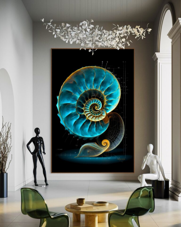The Luminescent Nautilus — Limited Sacred Edition, The Vault Fibonacci golden ratio wall art by RAGANA Design