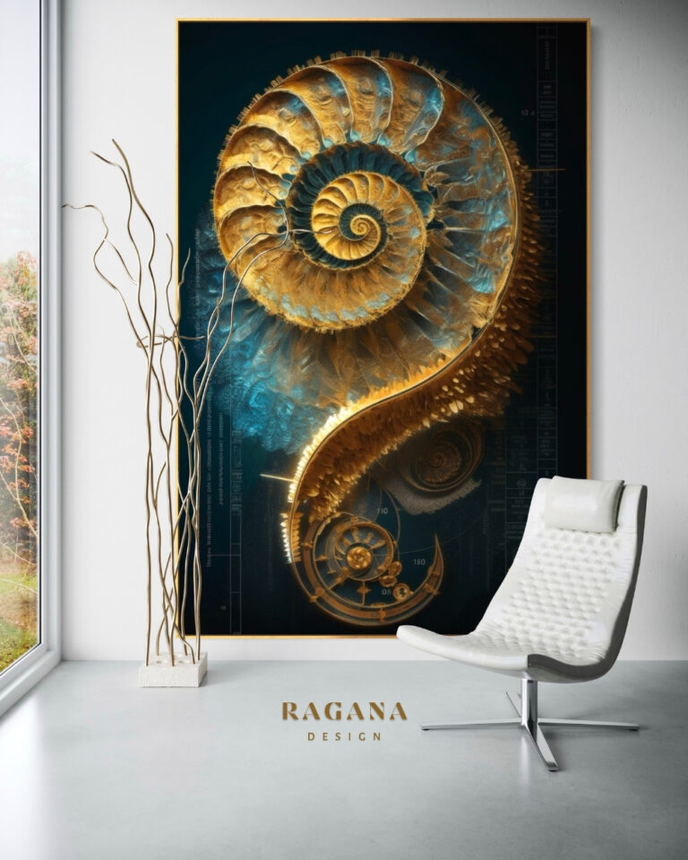 The Luminous Nautilus — The Archive Fibonacci golden ratio wall art by RAGANA Design