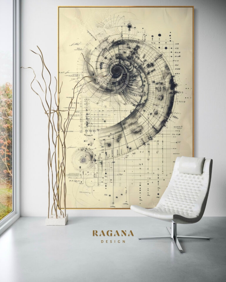 The Monochrome Matrix — of Creation, White Fibonacci Fibonacci golden ratio wall art by RAGANA Design