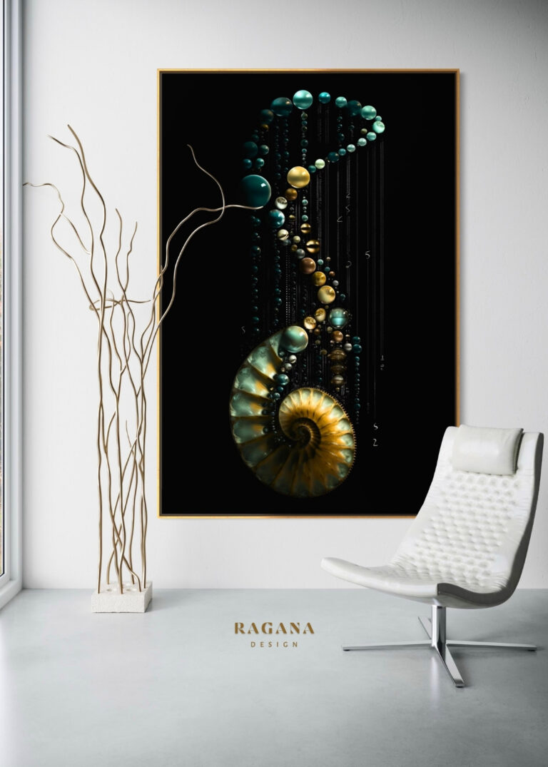 The Nautilus Cipher — The Pearl Collection Fibonacci golden ratio wall art by RAGANA Design