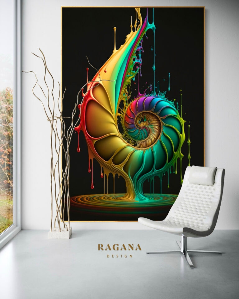 The Neon Pulse of the Abyss — Vibrant Fibonacci Fibonacci golden ratio wall art by RAGANA Design