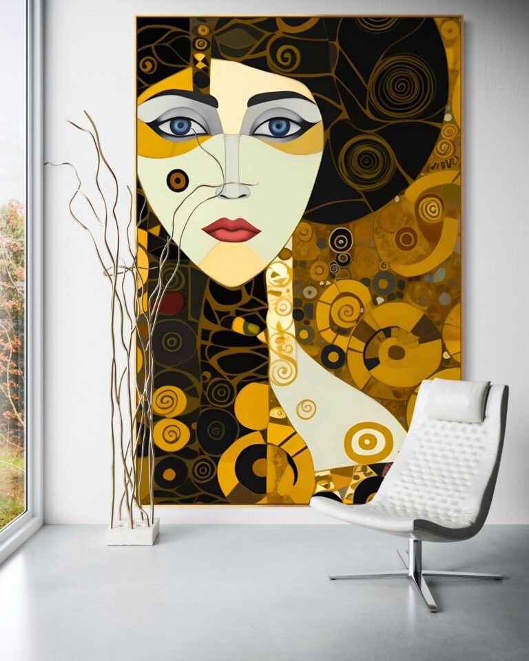 The Oracle of — the Spiral Gustav Klimt Reimagined, Klimt Reimagined Fibonacci golden ratio wall art by RAGANA Design