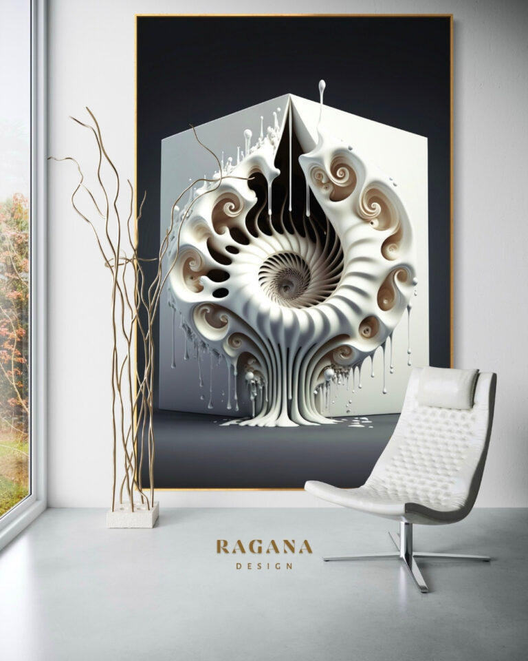 The Porcelain Monolith — of Origin, White Fibonacci Fibonacci golden ratio wall art by RAGANA Design