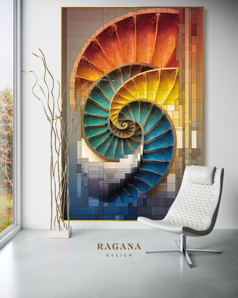 The Prismatic Ascent of Order — Vibrant Fibonacci Fibonacci golden ratio wall art by RAGANA Design