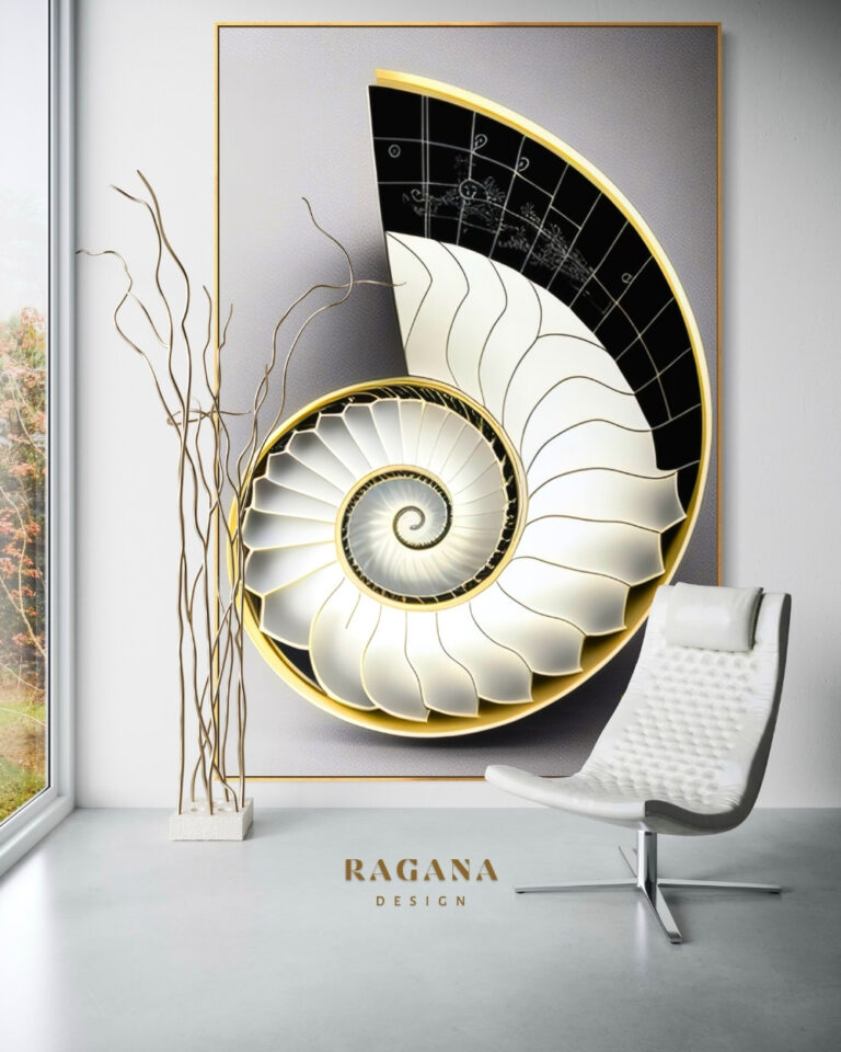 The Sonata of — the Gilded Staircase, Instruments of Infinity Fibonacci golden ratio wall art by RAGANA Design