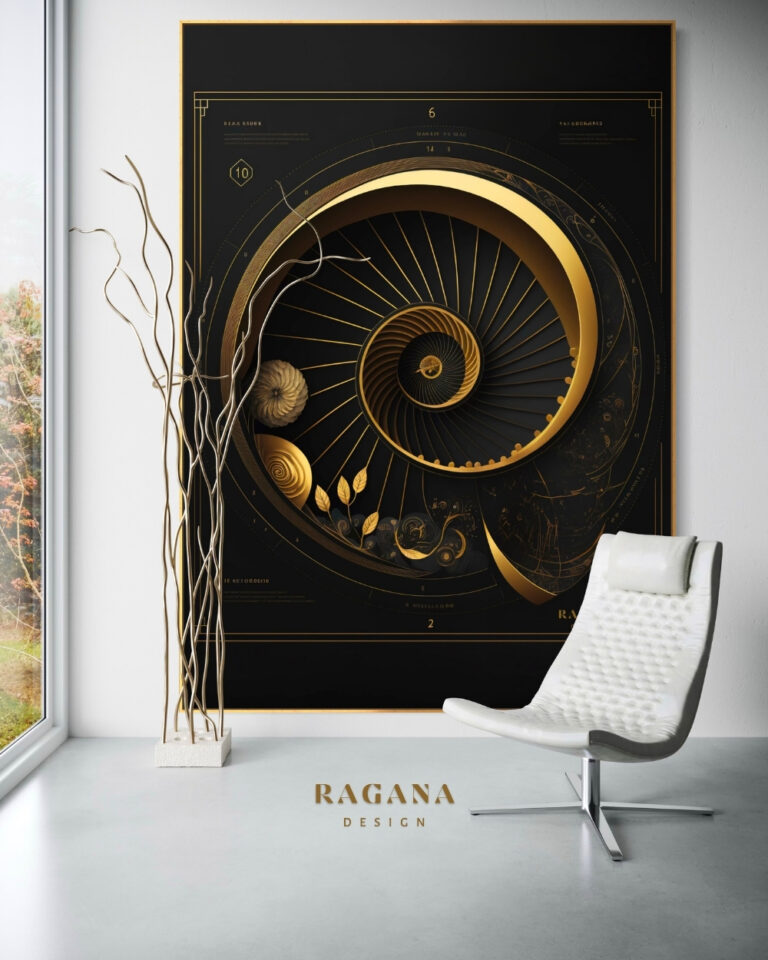 The Sovereign Garden — Biological Law in Golden Bloom, Golden Fibonacci Fibonacci golden ratio wall art by RAGANA Design