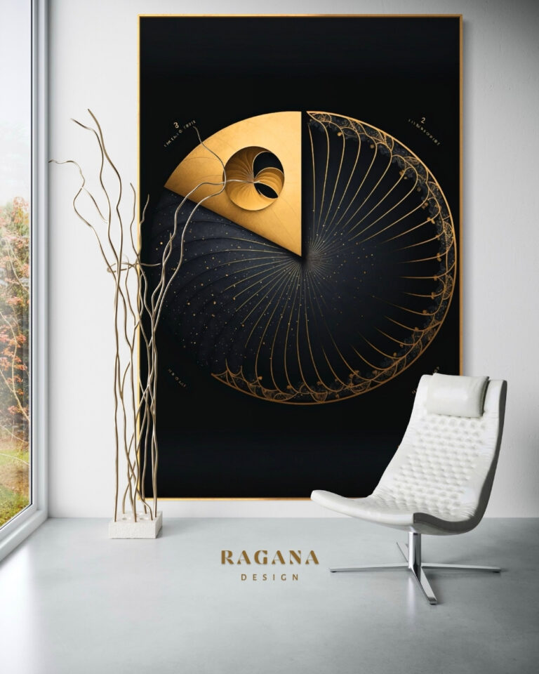 The Sovereign Sundial — Temporal Geometry of the Infinite, The Archive Fibonacci golden ratio wall art by RAGANA Design