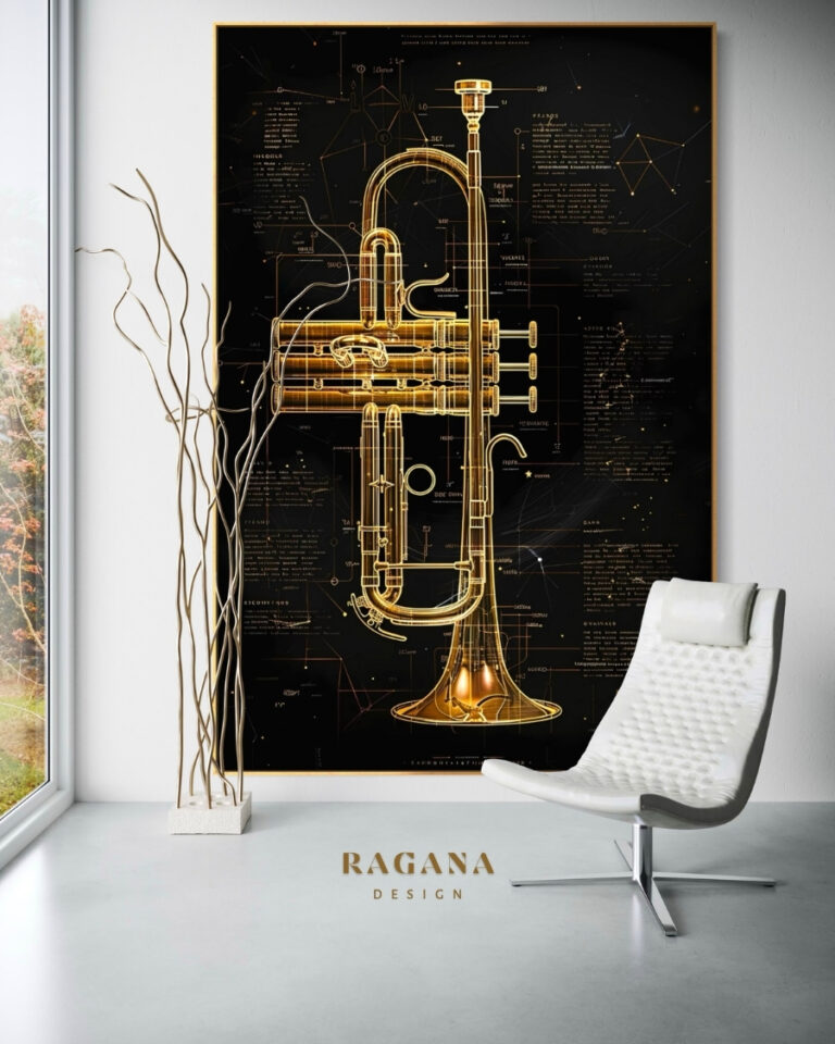 The Sovereign Trumpet — Architectural Herald of the Divine Proportion, Instruments of Infinity Fibonacci golden ratio wall a