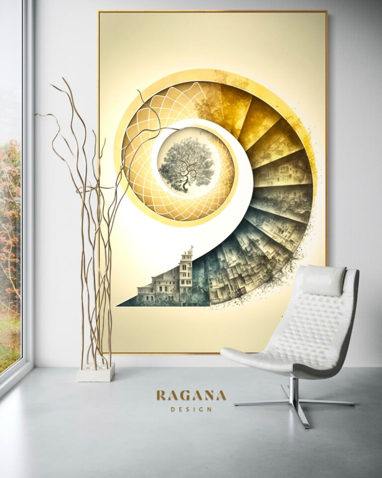 The Spiral of Living Heritage — The Archive Fibonacci golden ratio wall art by RAGANA Design
