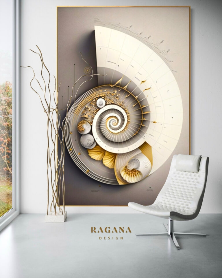 The Staff of — Celestial Composition, Instruments of Infinity Fibonacci golden ratio wall art by RAGANA Design