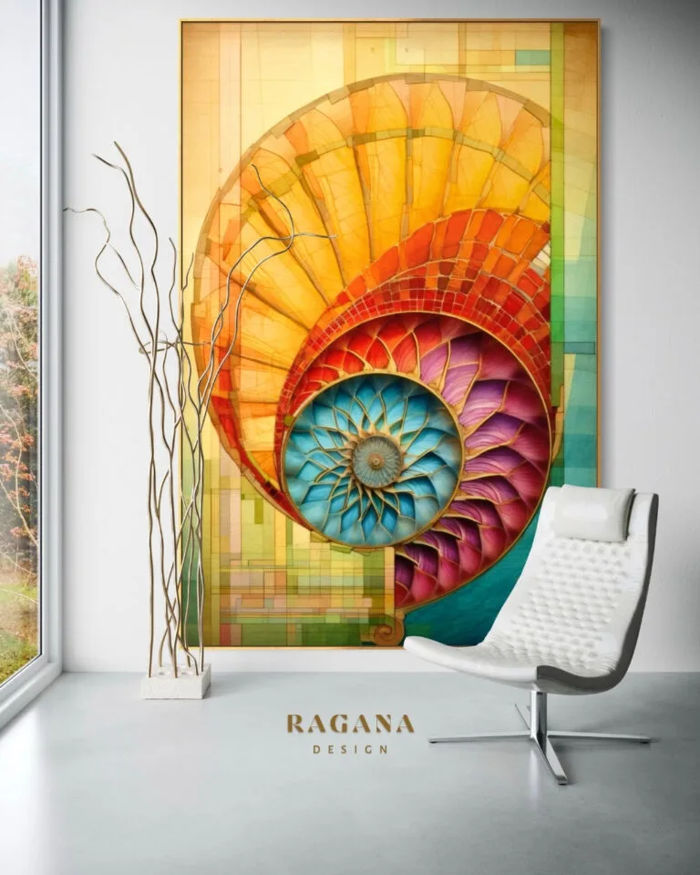The Stained Glass Revelation, The Archive collection — Fibonacci golden ratio wall art by RAGANA Design