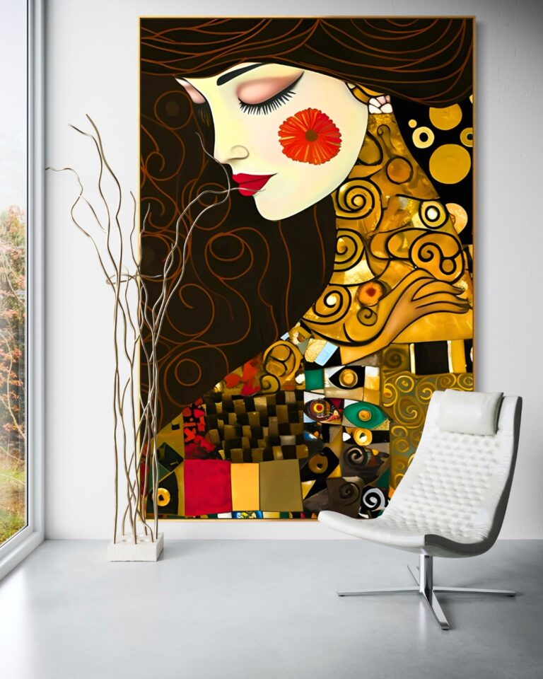 The Threshold of — Grace Awaiting the Klimt Reimagined Frequency, Klimt Reimagined Fibonacci golden ratio wall art by RAGANA