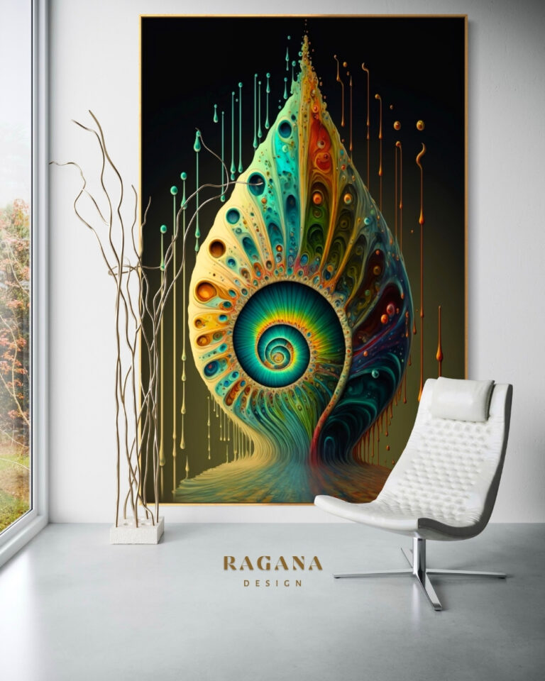 The Veridian Core of Genesis — Gold & Colour Fibonacci golden ratio wall art by RAGANA Design