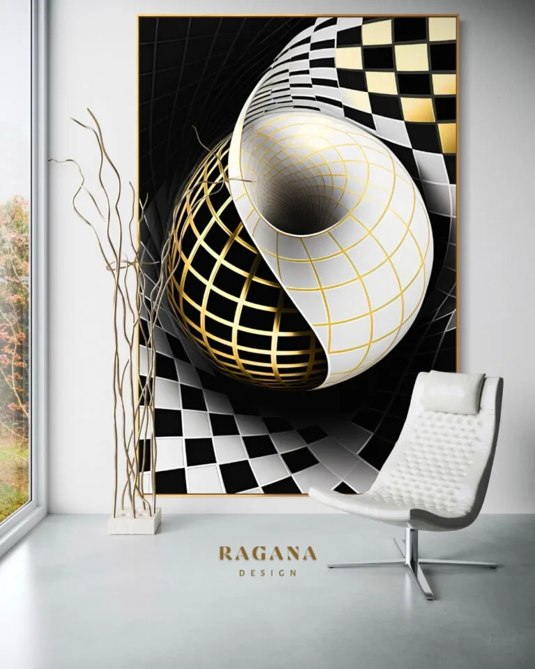 The Vortex of Duality, Kollektion The Archive — Fibonacci-Goldener-Schnitt-Wandkunst von RAGANA Design
