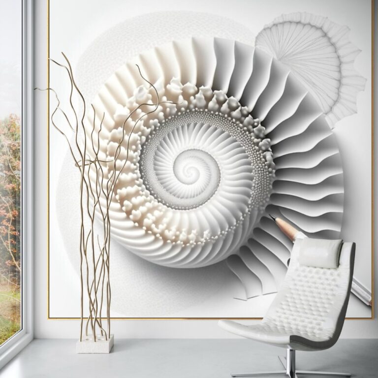 White Fibonacci II — The Alabaster Law Silence in Symmetry, White Fibonacci Fibonacci golden ratio wall art by RAGANA Design
