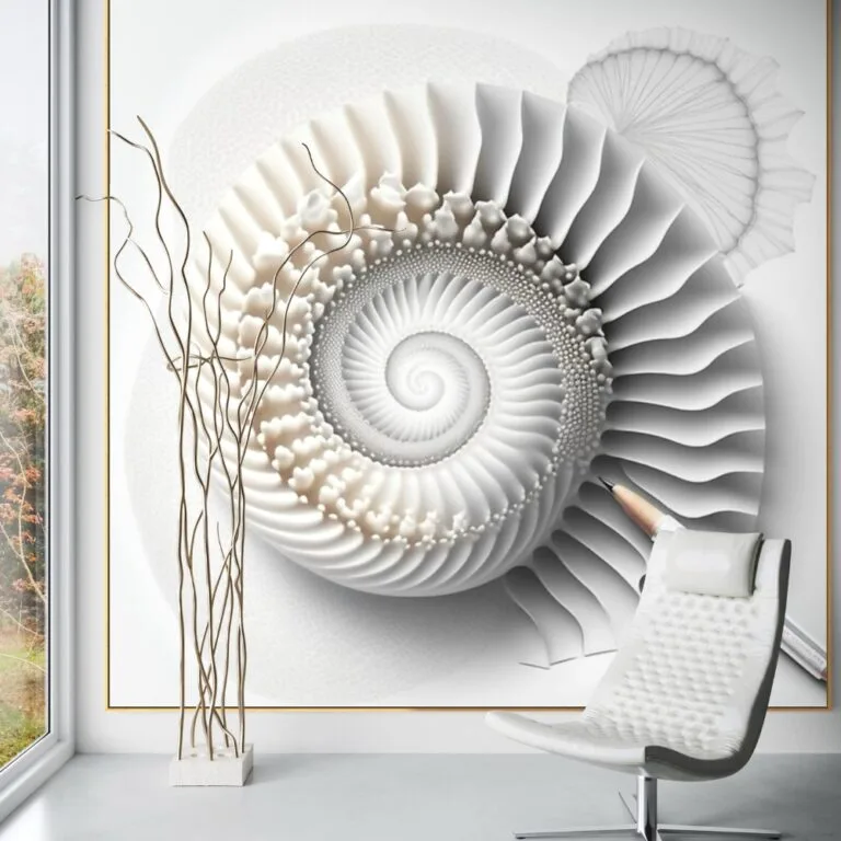 White Fibonacci II, Kollektion White — Fibonacci-Goldener-Schnitt-Wandkunst von RAGANA Design