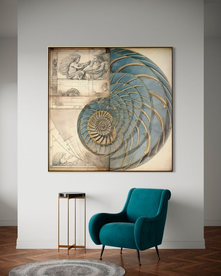 The Codex Nautilus neben einem Lesesessel: die Konstruktion sichtbar gelassen für das Auge, das etwas zu lesen haben will.