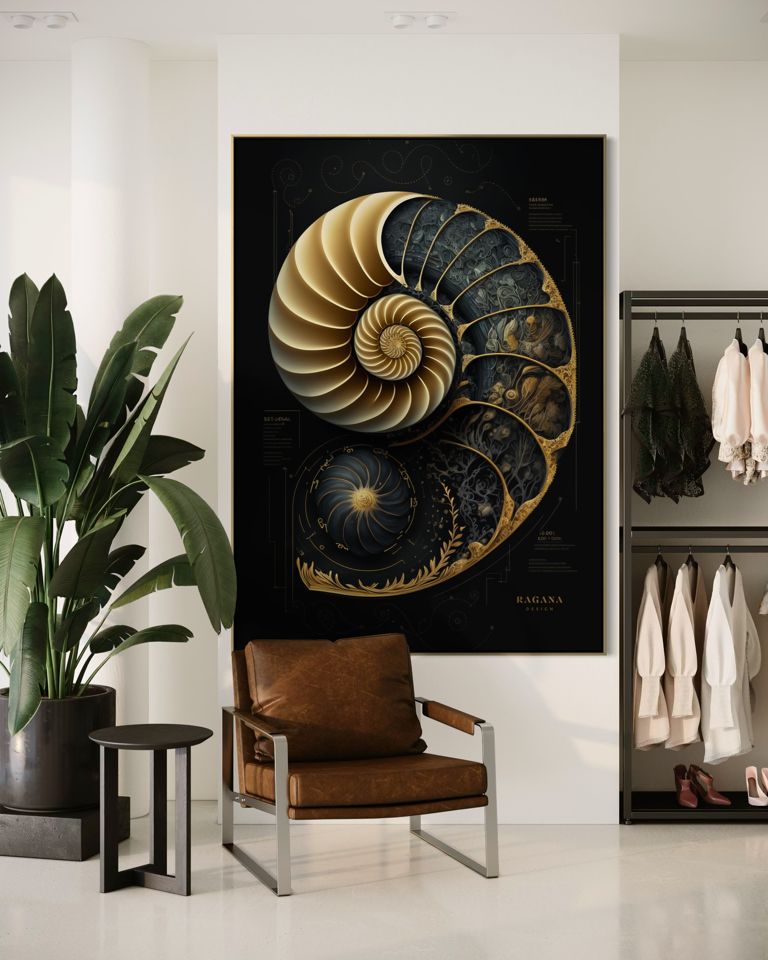 The Golden Nautilus II am Ende eines Flurs, wo man der Kurve frontal begegnet und ihr aus der Entfernung folgt.
