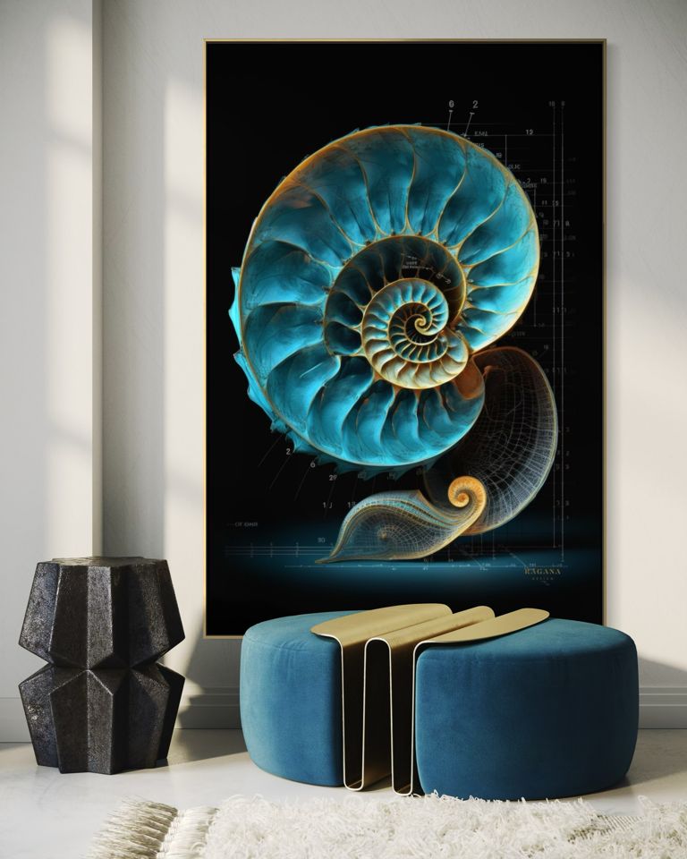 The Luminescent Nautilus junto a un sillón: color donde la habitación se usa despierto, colgado a un lado y no encima.